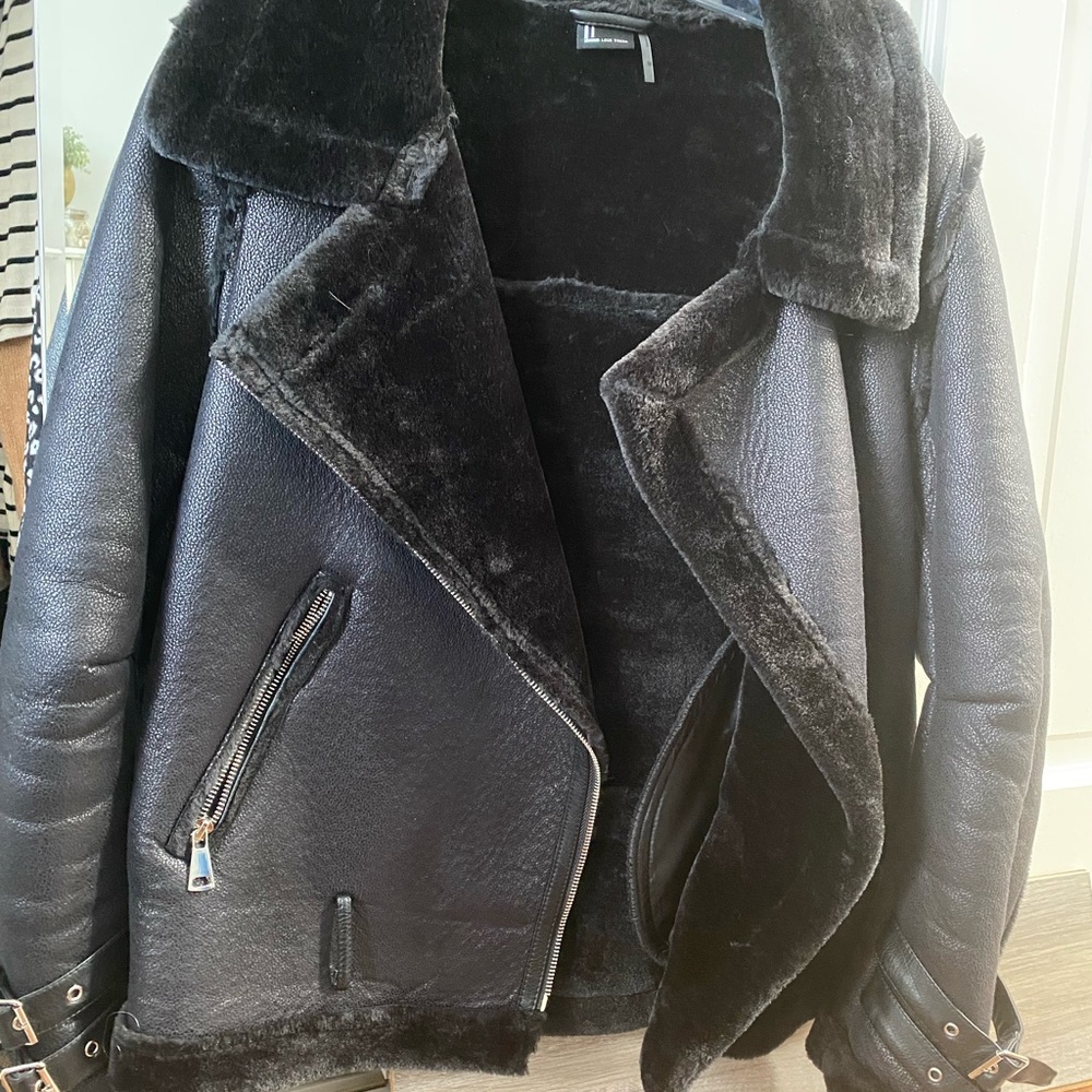 Suede faux fur jacket